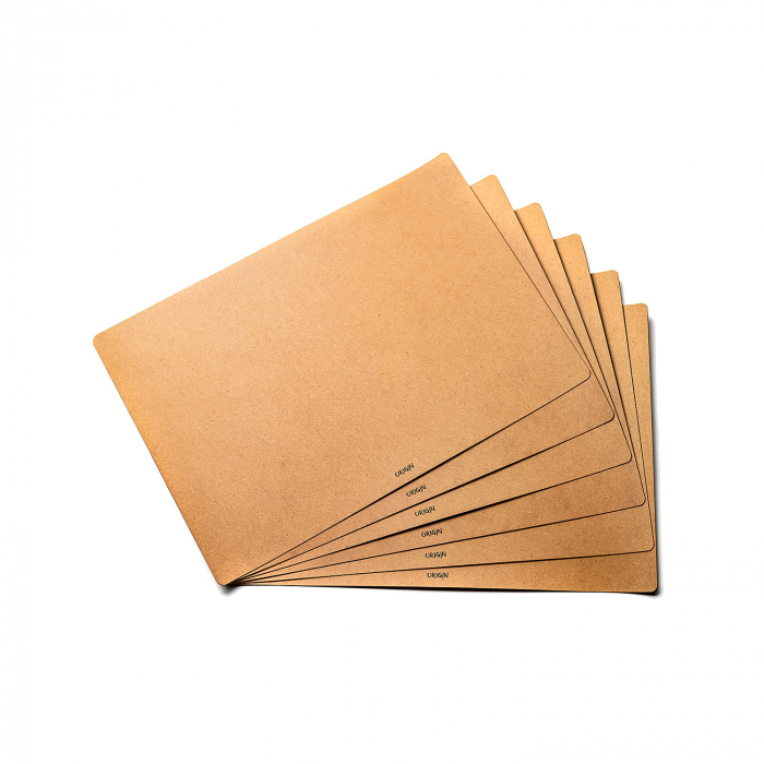 Pachet suport farfurii + suport pahare, din piele naturala reciclata, dreptunghiular, 6buc/set, maro nature [7]