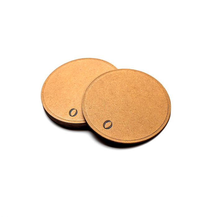 Pachet suport farfurii + suport pahare, oval, din piele naturala reciclata, 6buc/set, maro nature [5]