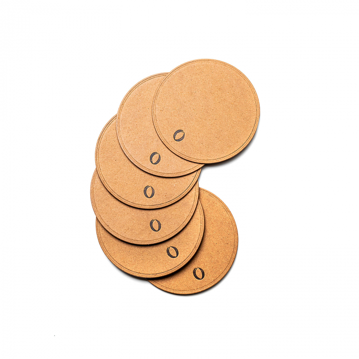 Pachet suport farfurii + suport pahare, oval, din piele naturala reciclata, 6buc/set, maro nature [3]