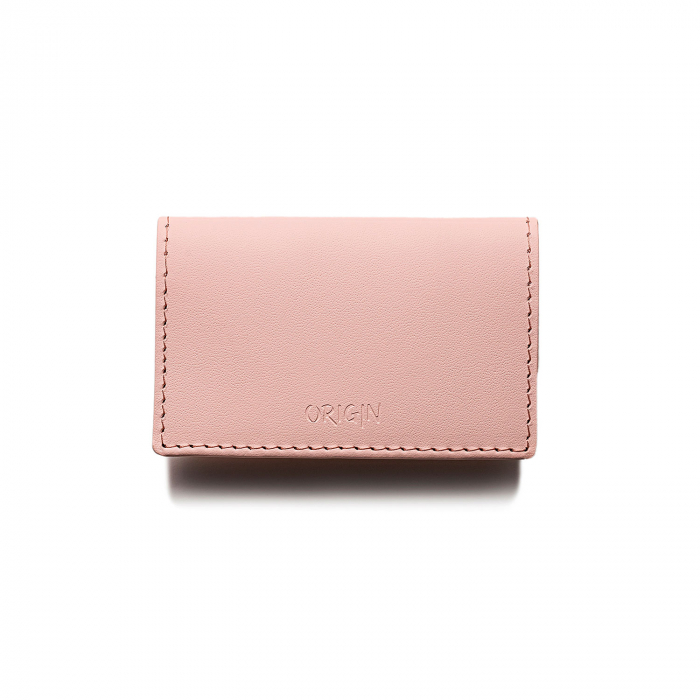 Port card din piele naturala reciclata, roz pudra, cu 2 compartimente [2]