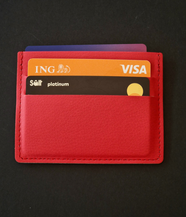 Port card multipocket minimalist, slim,rosu din PU biogreen GRS [2]
