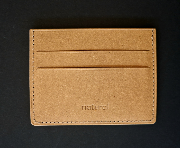Port card multipocket minimalist, slim, maro, din piele naturala reciclata [5]
