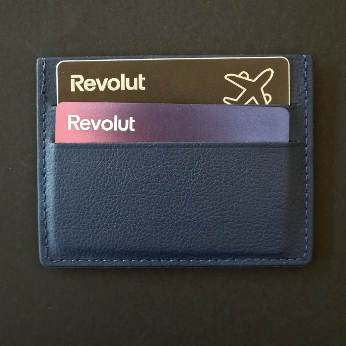 Port card multipocket minimalist, slim, albastru, din PU biogreen GRS [5]