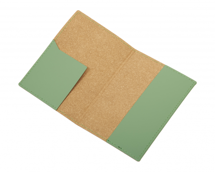 Portofel pasaport din piele naturala reciclata, verde, pictat manual [3]