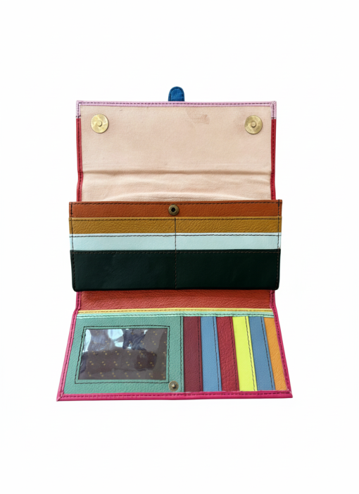 Portofel Soruka fucsia & roz din piele reciclată – unicat handmade | Origin & Natural [3]