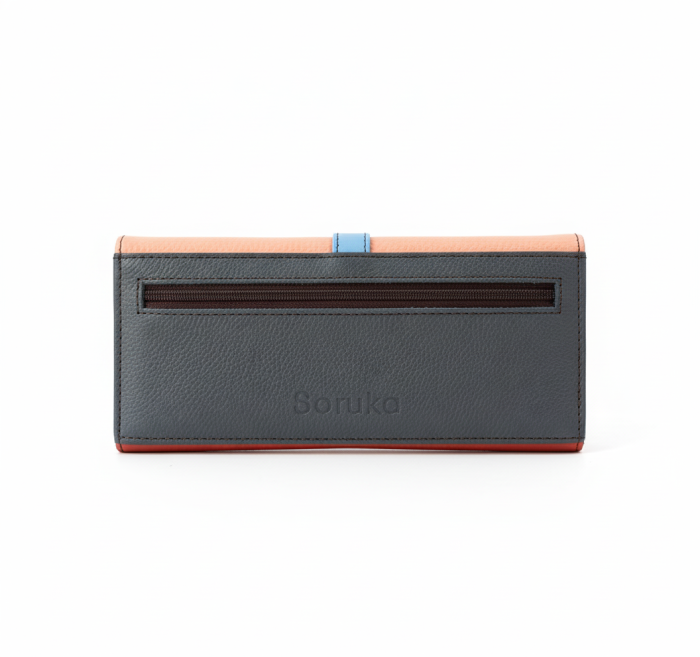 Portofel Soruka colorat din piele reciclată – piersică & cărămiziu, unicat handmade | Origin & Natural [3]