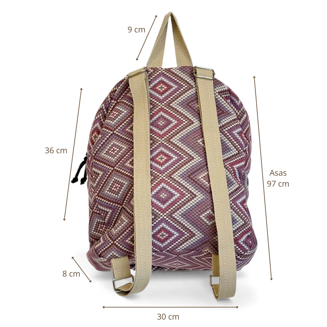 Rucsac Damă Nana Jacquard Roz & Lila | Origin and Natural [3]