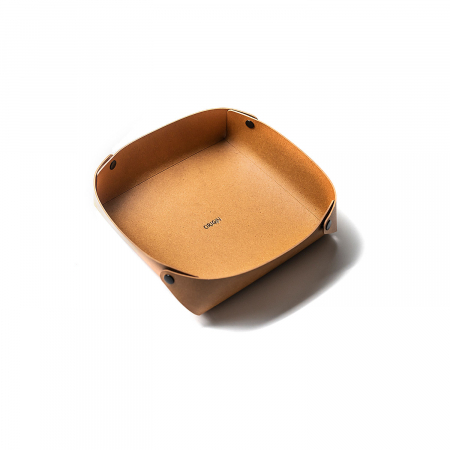 Set 3 compartimente depozitare din piele naturala reciclata, maro nature, (S, M, L) [3]