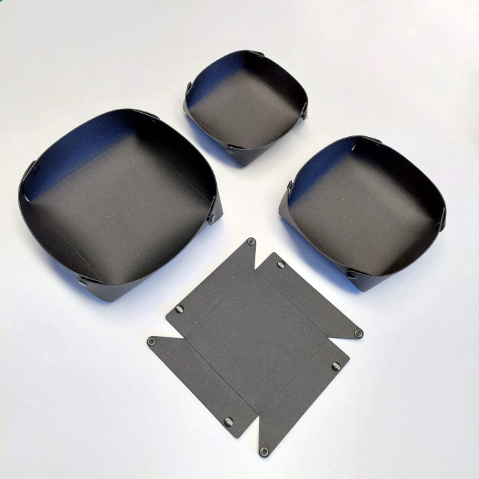 Set 3 compartimente depozitare din piele naturala reciclata, negru, (S, M, L) [11]