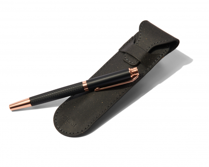 Set elegant negru - agenda cu husa , toc pentru pix, portofel asortat din piele naturala reciclata si pix [7]