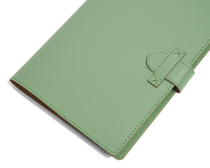 Set cu agenda si pix, verde, piele naturala reciclata [5]