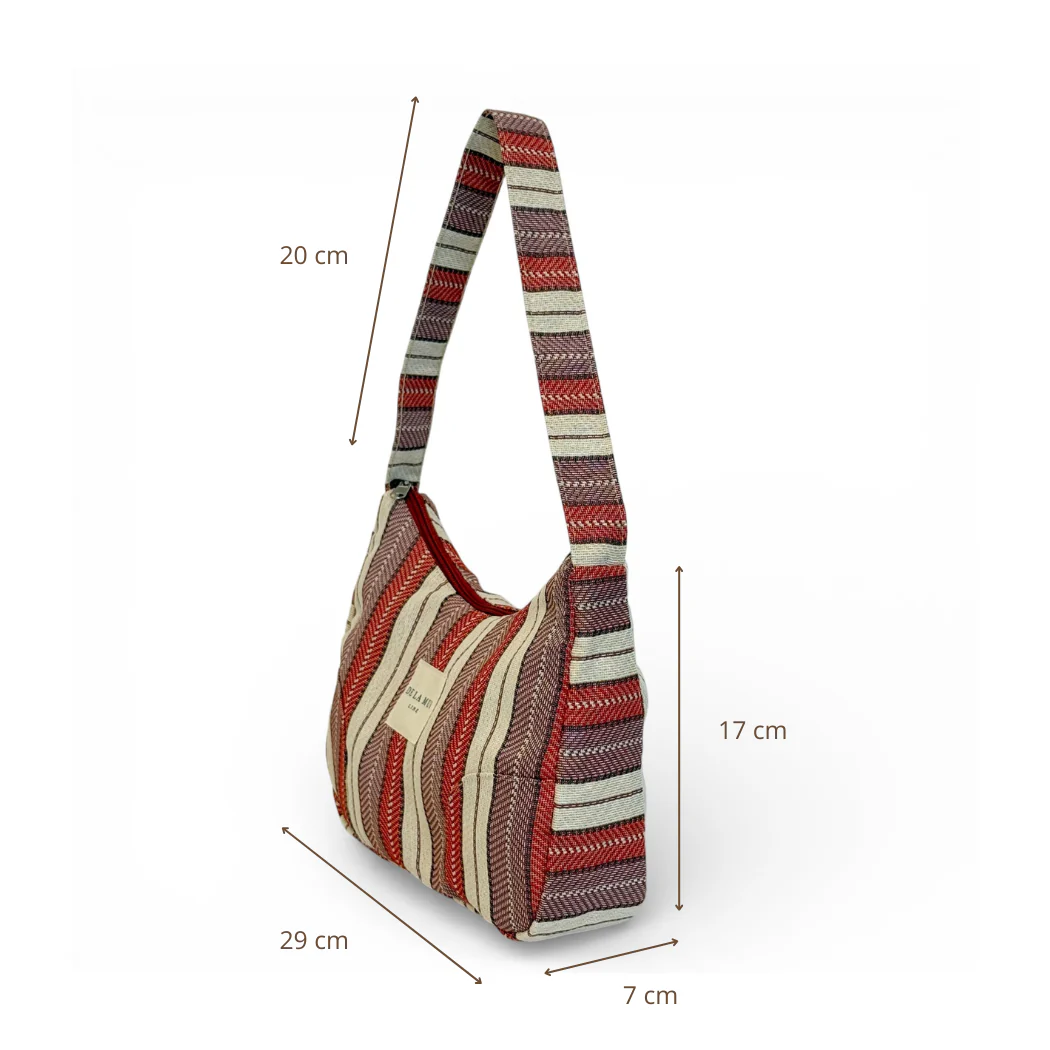 Geantă Damă Make Shoulder Jacquard Lila & Roșu | Origin and Natural [3]