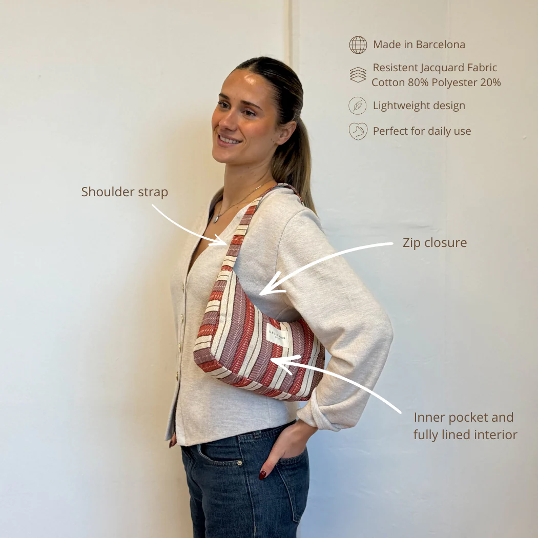 Geantă Damă Make Shoulder Jacquard Lila & Roșu | Origin and Natural [2]