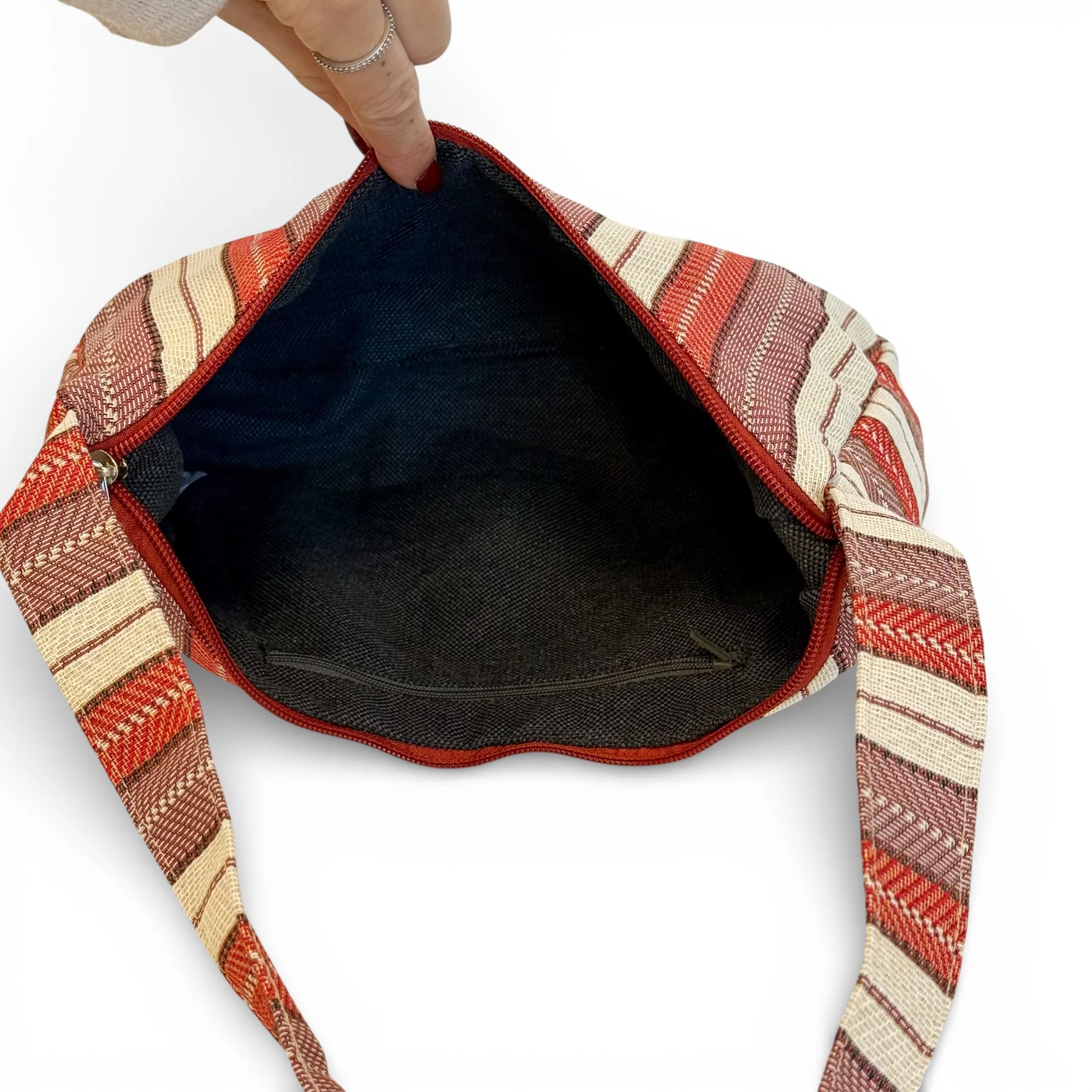 Geantă Damă Make Shoulder Jacquard Lila & Roșu | Origin and Natural [5]