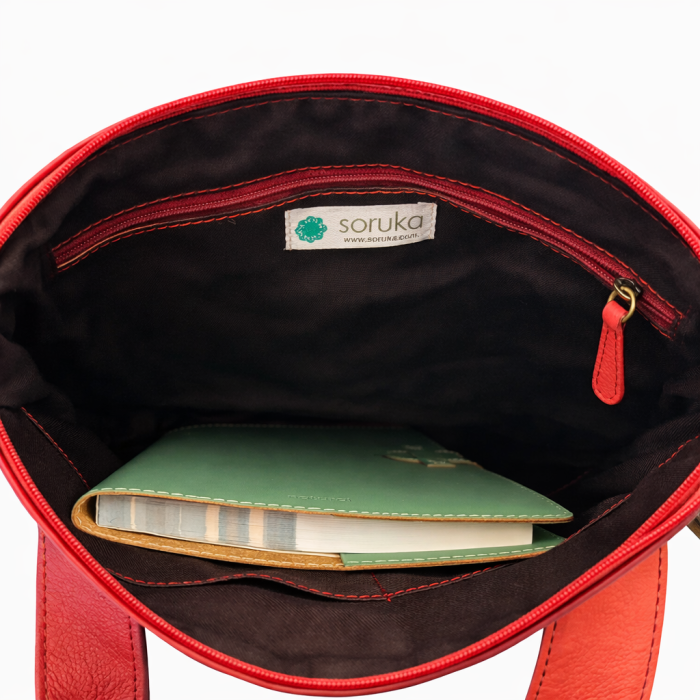 Geantă office Soruka din piele reciclată – roșu & corai [4]
