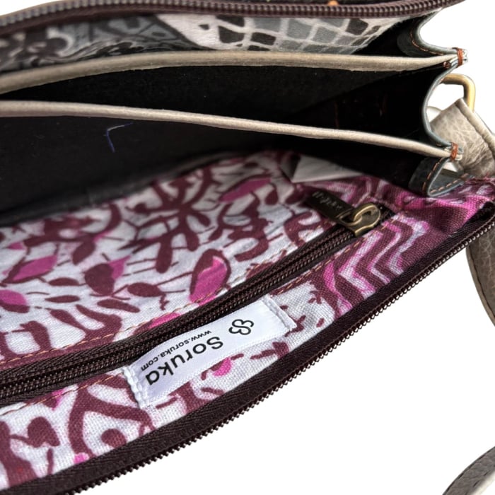 Geantă mică Soruka din piele reciclată, albastru & animal print [4]