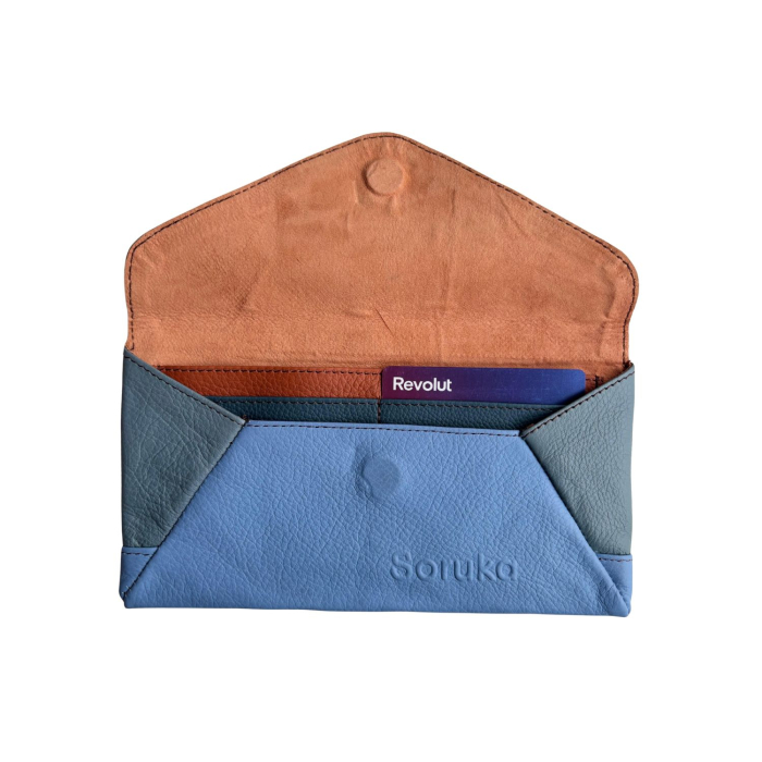 Plic Soruka din piele reciclata albastru si gri [3]