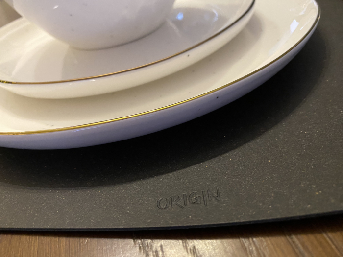 Suport farfurii din piele naturala reciclata, oval, 6buc/set, negru [3]