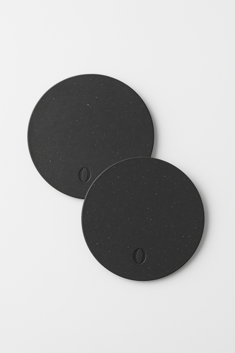 Suport pahare din piele naturala reciclata, rotund, 6buc/set, negru [3]