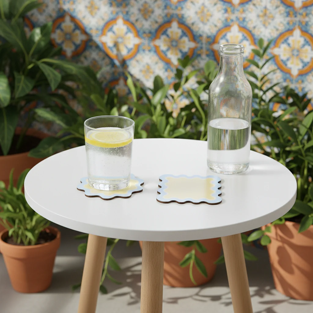 Suport pahare dreptunghiular Waves din piele reciclată [3]