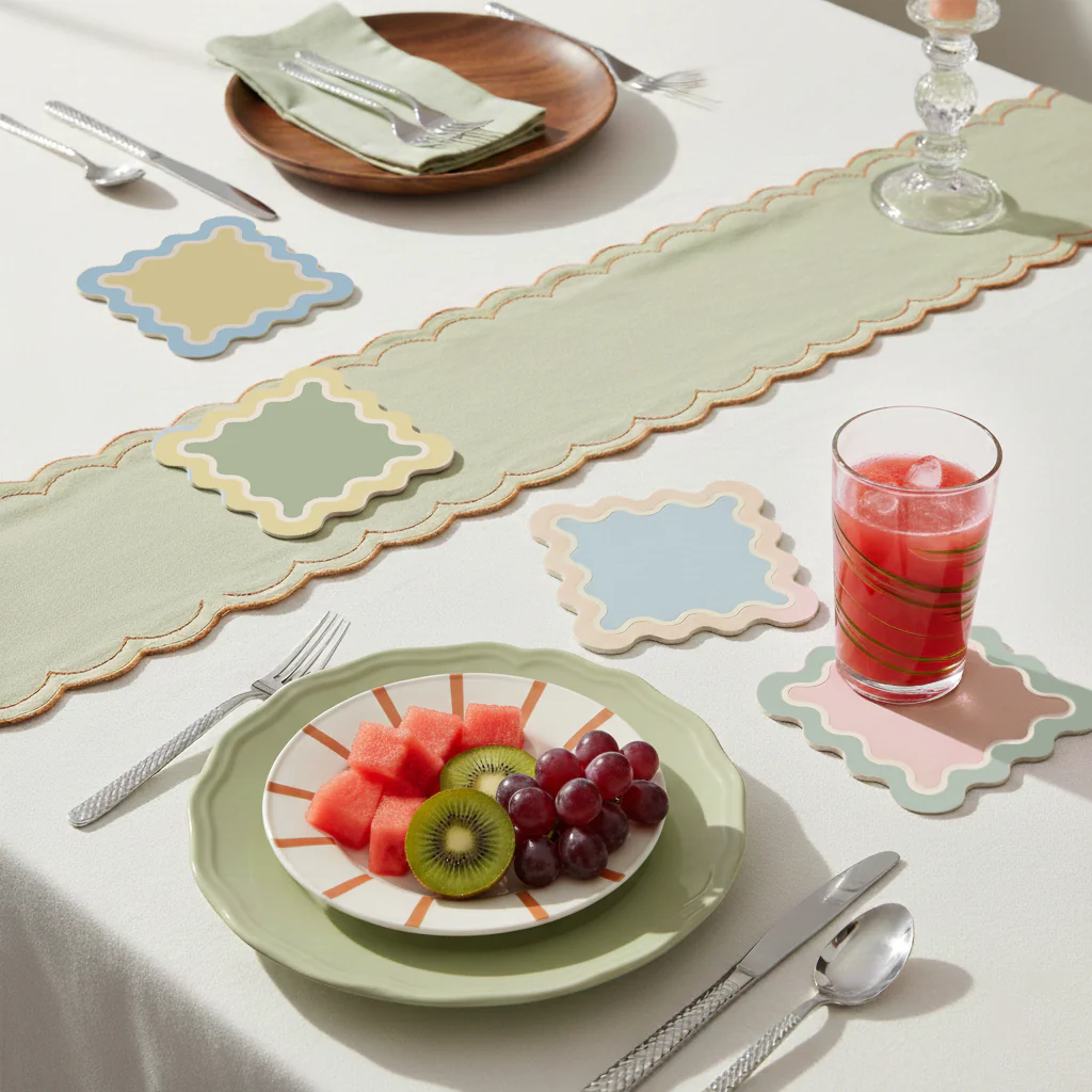 Suport pahare dreptunghiular Waves din piele reciclată [5]