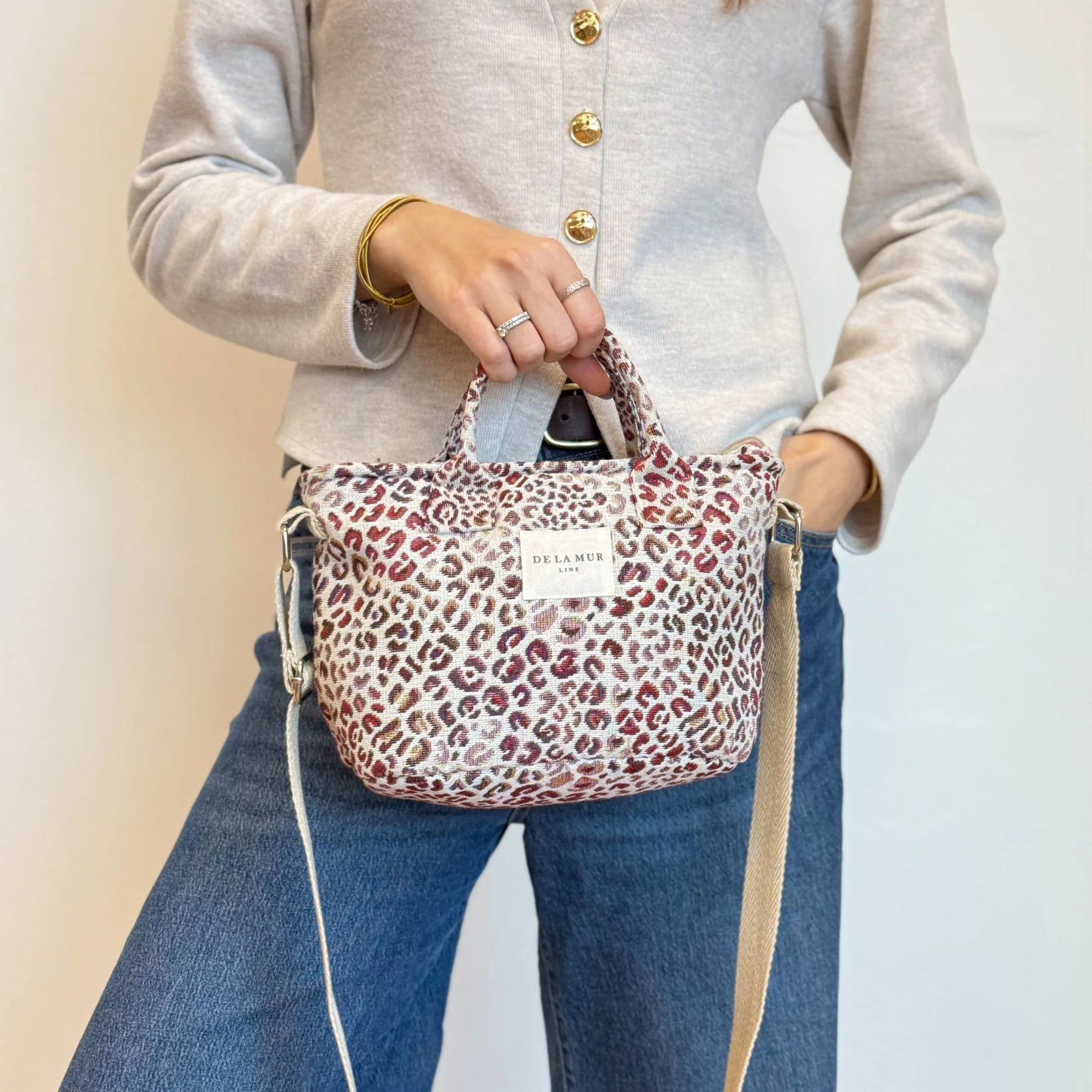 Geantă Damă Talcum Tote Jacquard Roz & Lila| Origin and Natural [4]