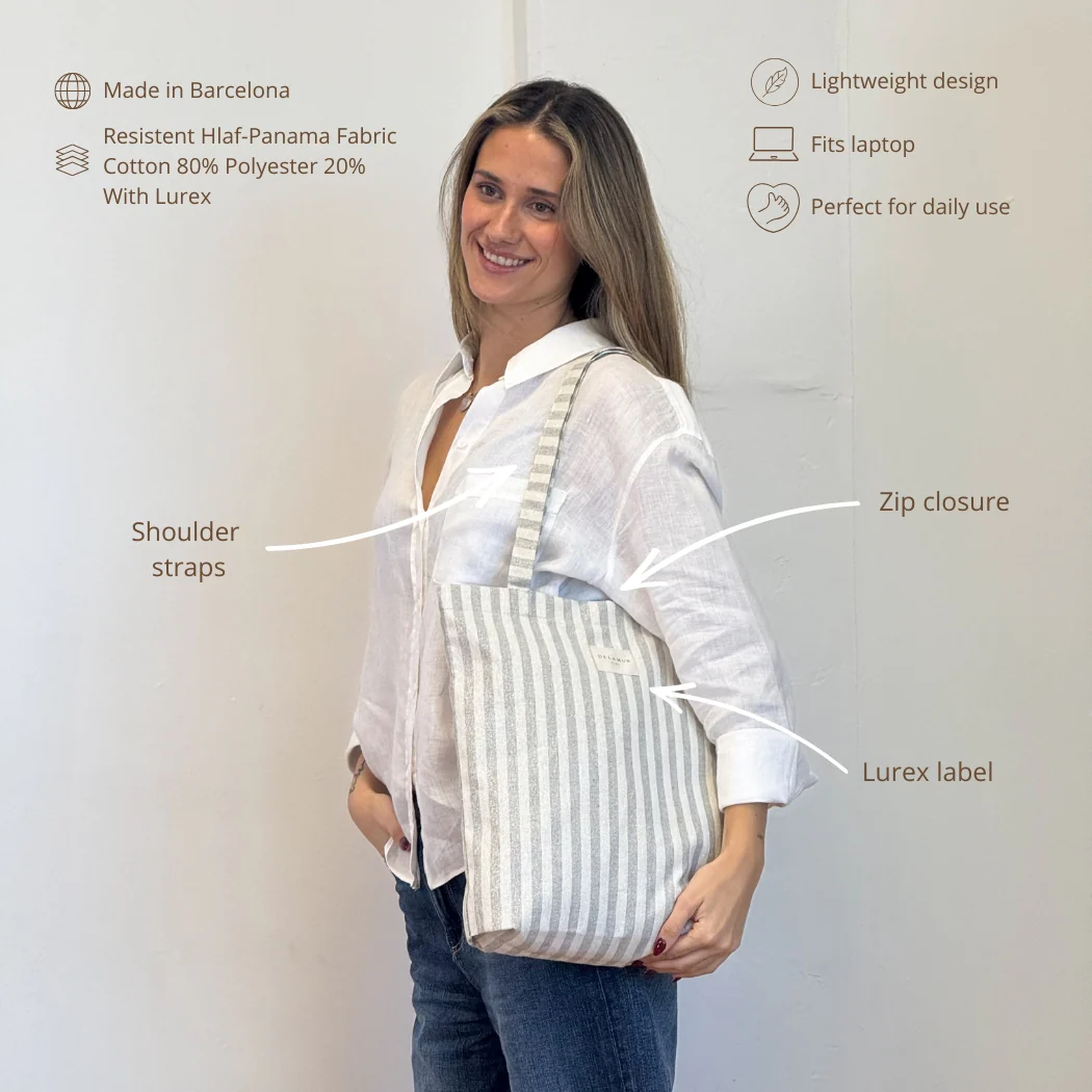 Tote Bag cu dungi argintii [2]