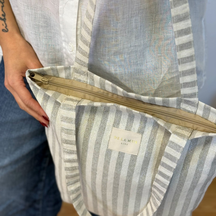 Tote Bag cu dungi argintii [7]