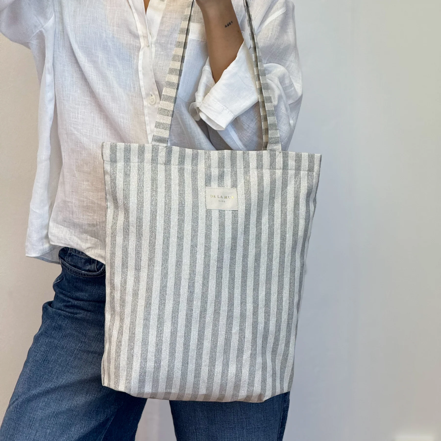 Tote Bag cu dungi argintii [8]