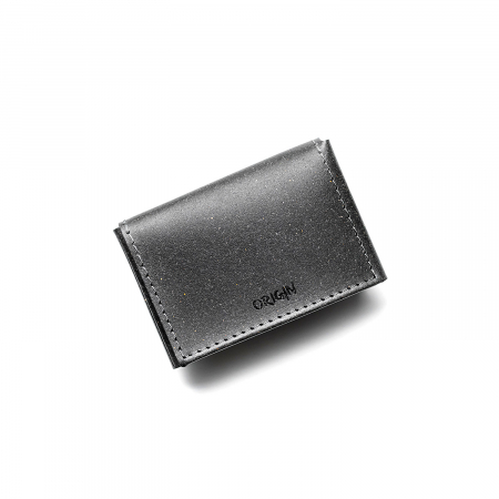Port card din piele naturala reciclata, 4 compartimente, negru [2]
