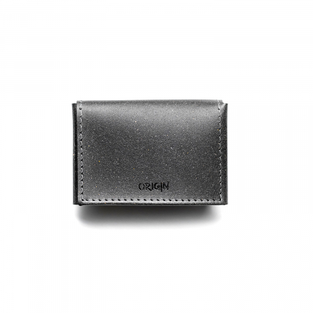 Boutique - Port card din piele naturala reciclata, 4 compartimente, negru