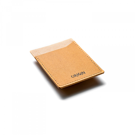 Card holder din piele naturala reciclata, vertical, maro nature [0]
