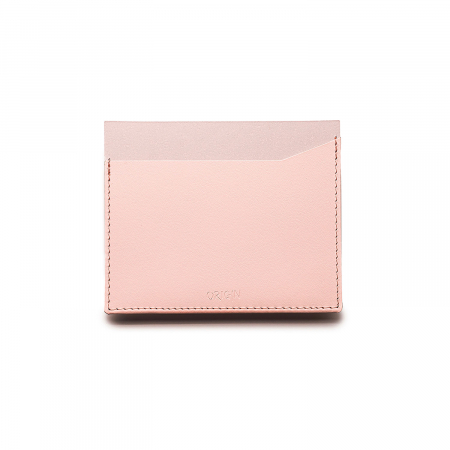 Card holder din piele naturala reciclata, orizontal, roz pudra [1]