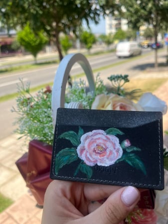 Cadouri Unicat - Card holder din piele naturala reciclata, orizontal, negru
