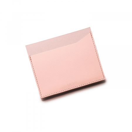 Card holder din piele naturala reciclata, orizontal, roz pudra [1]