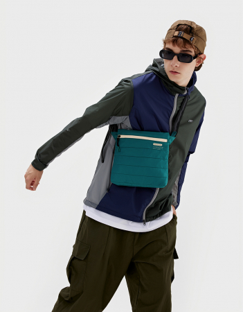 Geanta crossbody vertical, textil, impermeabil, verde [1]