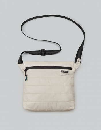 Crossbody - Geanta crossbody vertical, textil, alb
