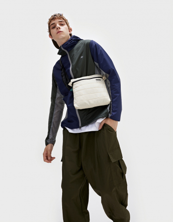 Geanta crossbody vertical, textil, alb [1]