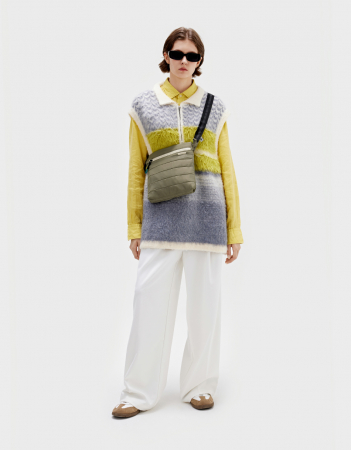 Geanta crossbody vertical, textil, kaki [1]