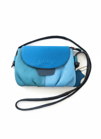 Soruka - Geantă Soruka din piele reciclată – albastru regal & albastru închis, unicat și sustenabilă