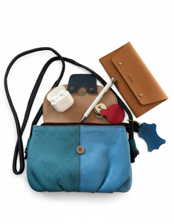 Geantă Soruka din piele reciclată – albastru regal & albastru închis, unicat și sustenabilă [3]