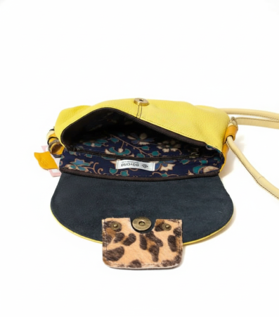 Geantă Soruka galben muștar & lime din piele reciclată – unicat, handmade | Origin & Natural [6]