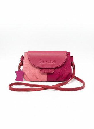 Crossbody - Geantă Soruka roz fucsia & roz coral din piele reciclată – unicat handmade | Origin & Natural