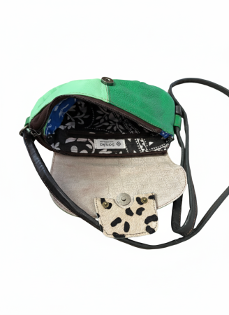 Geantă Soruka verde crud & verde smarald din piele reciclată – unicat handmade | Origin & Natural [3]