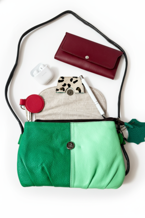 Geantă Soruka verde crud & verde smarald din piele reciclată – unicat handmade | Origin & Natural [2]