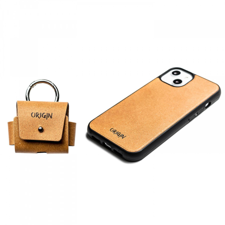 Huse AirPods din Piele - Pachet Husa Airpods pro + Husa iPhone 13 maro