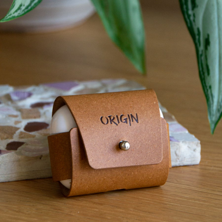 Husa AirPods Pro din piele naturala reciclata, maro nature, ORIGIN [1]