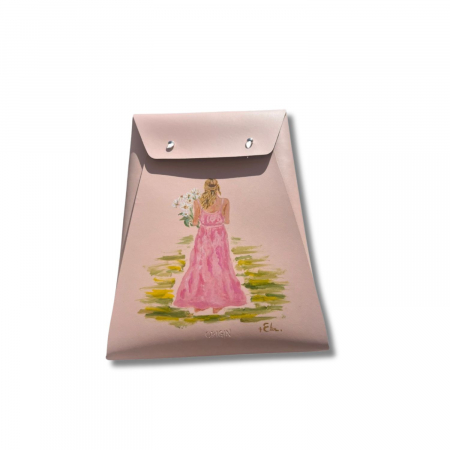 Cadouri Unicat - Husa plic Ipad 9"-10" din piele naturala reciclata, roz pudra, 18*25.5*2 cm, ORIGIN