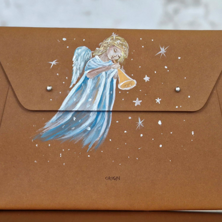Husa plic Macbook 16'' din piele naturala reciclata, pictata manual [4]