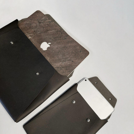 Husa plic Macbook 16'' din piele naturala reciclata, negru [12]